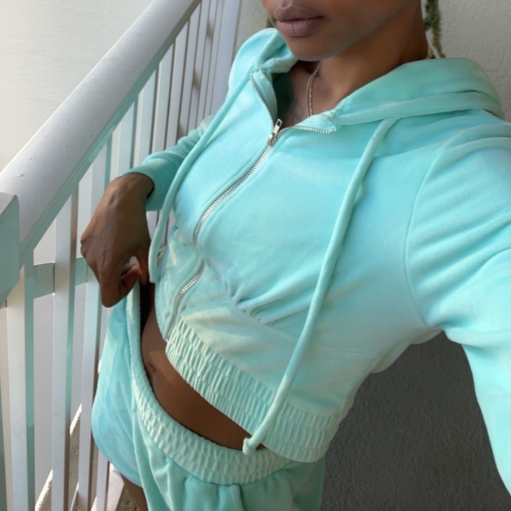 Blue two piece sweat short set